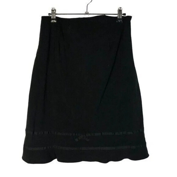 Larry Levine Black Y2K Bow Front A-Line Knee Length Skirt S - Picture 1 of 3